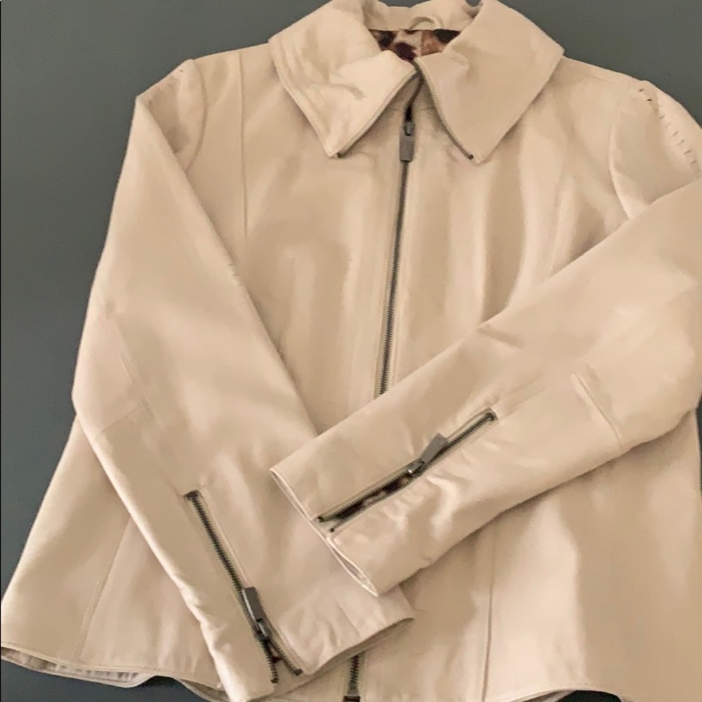 Cream 100% leather jacket